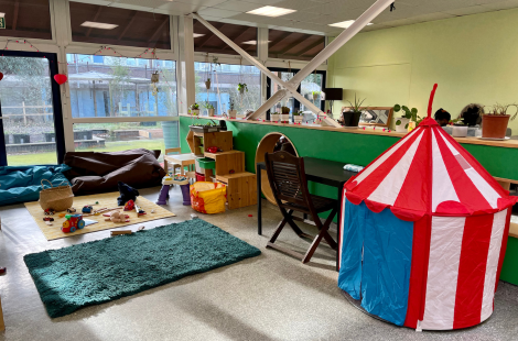 A co-op space being used as a play area for local children.